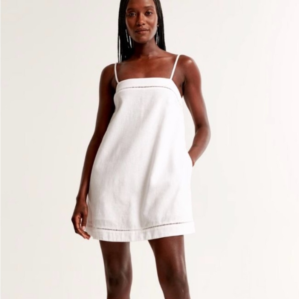 Abercrombie & Fitch White Linen Trapeze Skort Dress